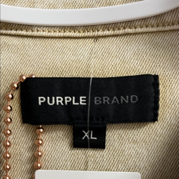 Purple Brand Men's Distressed Tan Denim Trucker Jacket - Picture 3 of 10